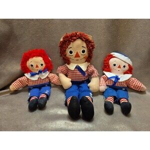 Vintage Knickerbocker Raggedy Andy Sailor Dolls Set Of 3 12" And 15"